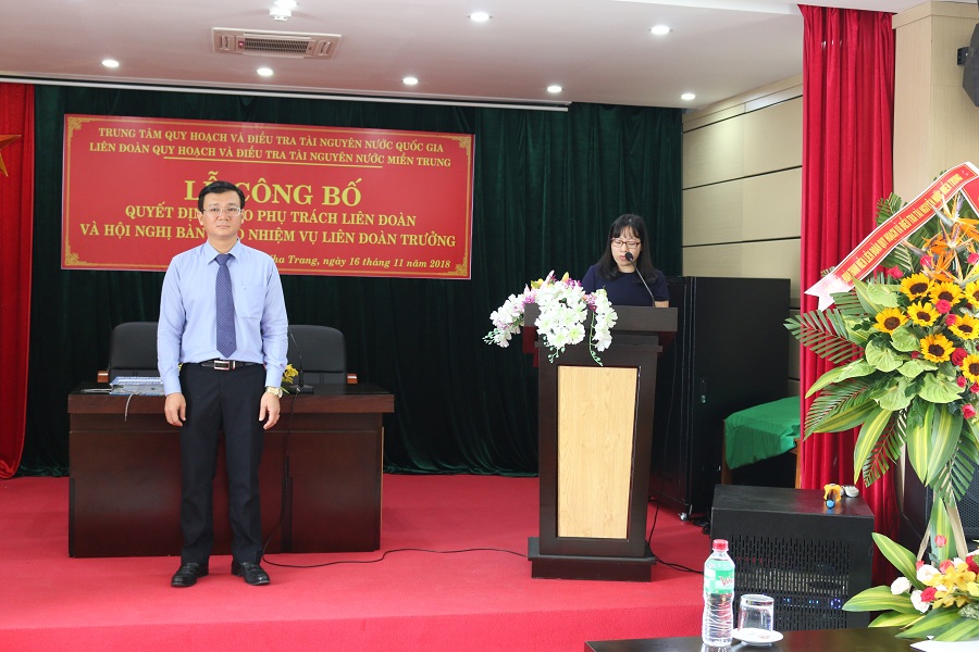 Lễ công bố Quyết định giao phụ trách Liên đoàn và Hội nghị bàn giao nhiệm vụ Liên đoàn trưởng Liên đoàn Quy hoạch và Điều tra tài nguyên nước miền Trung