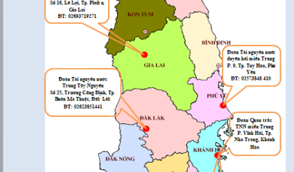 Địa bàn hoạt động của Liên đoàn Quy hoạch và Điều tra tài nguyên nước miền Trung