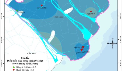 Bản Tin Cảnh Báo, Dự Báo Nguồn Nước Dưới Đất Tỉnh Vĩnh Long Tháng 02 Năm 2026